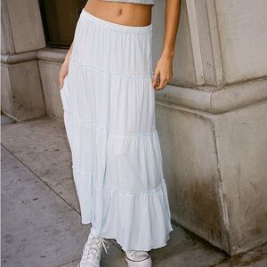 John Galt Izzy Tiered White Maxi Skirt